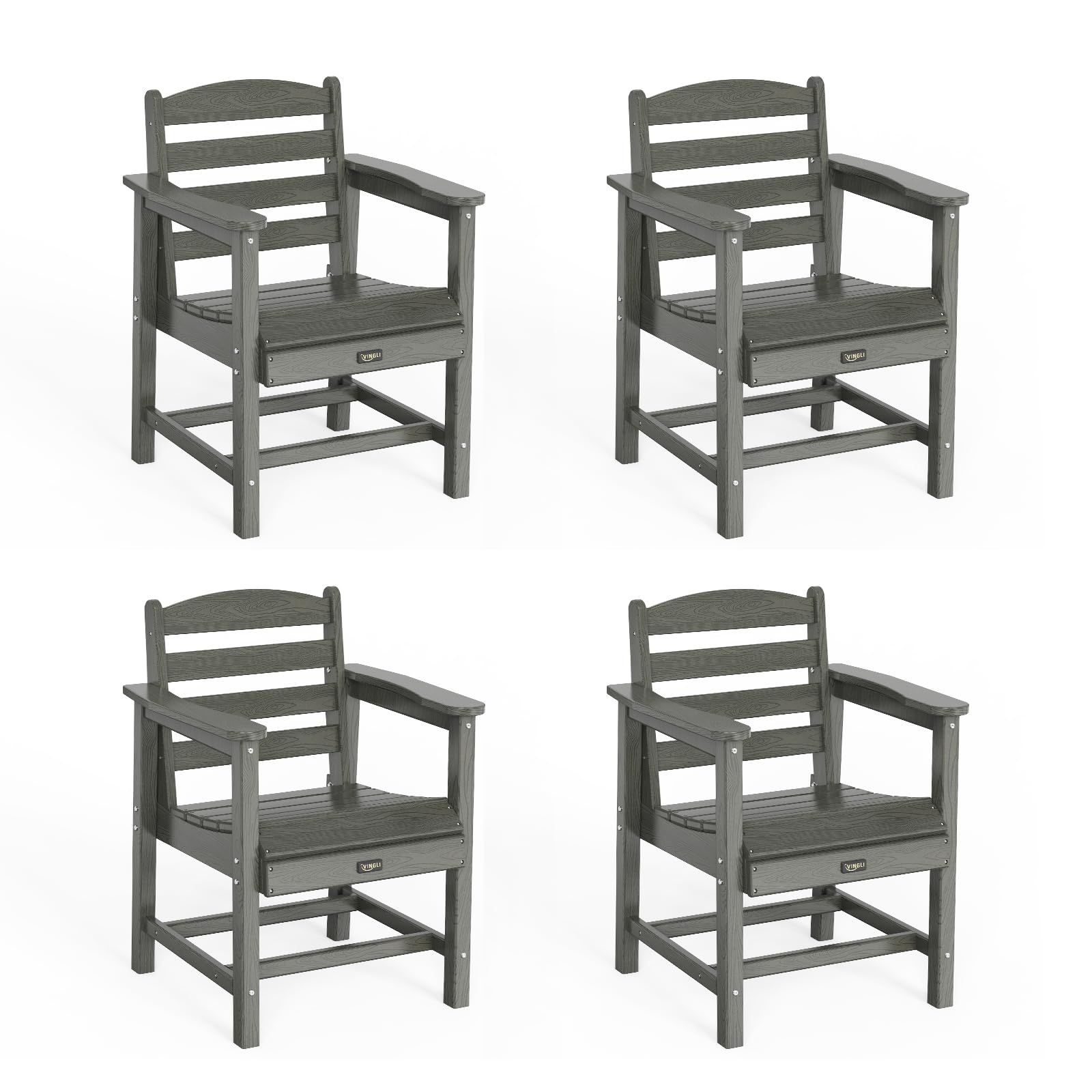 Vingli Outdoor Dining Chairs Set Of 4, Hdpe Outdoor Patio Chairs All-Weather Durable Garden Seating For Poolside, Deck, Porch (G