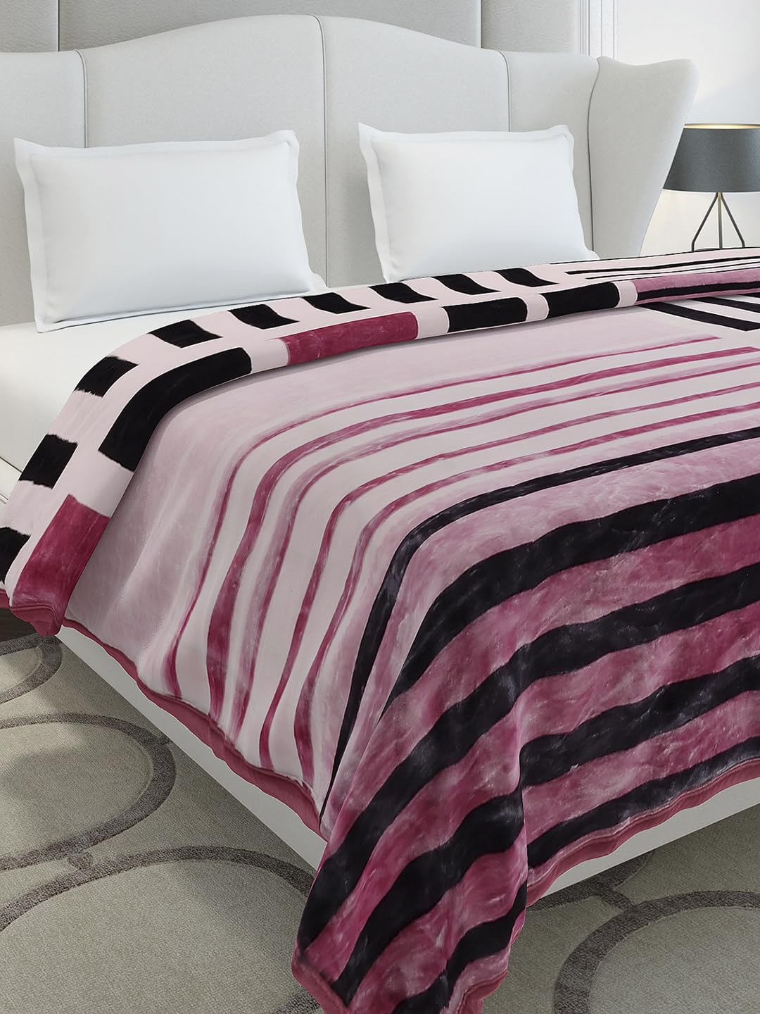Monte Carlo Double Bed Heavy Winter Blanket Gulnar 3 Ply 900 GSM | 4.7 KG (240x220 CM), Magenta