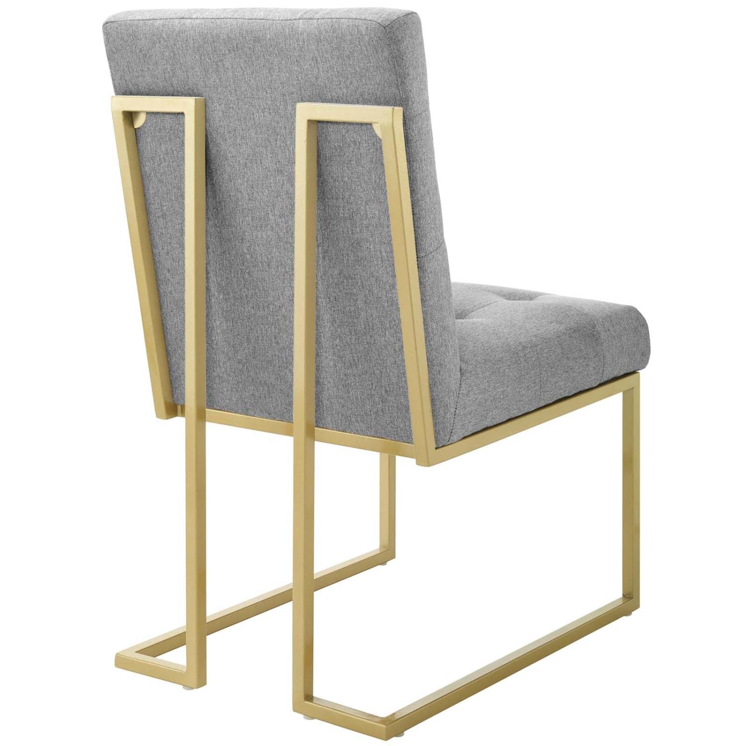 Modway Privy Upholstered Gold Stainless Steel Dining Chair In Gold Light Gray