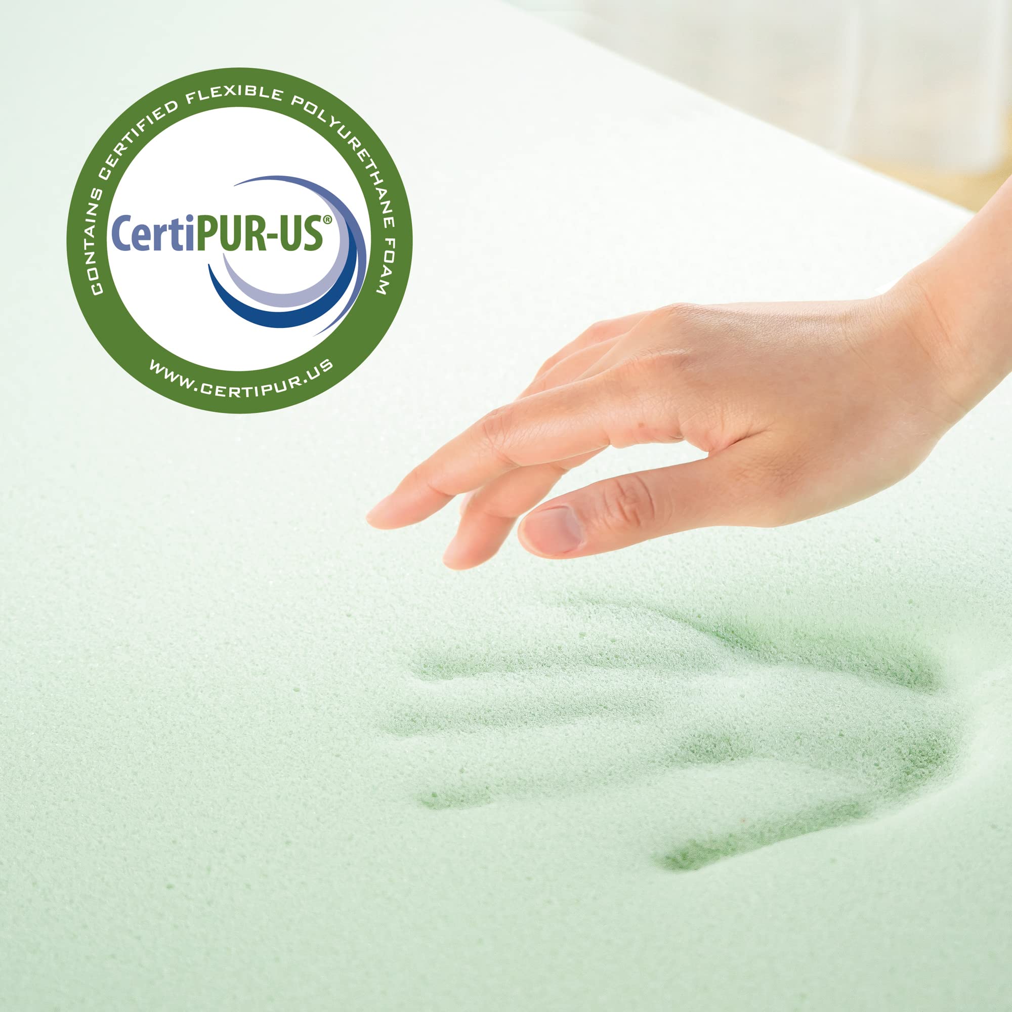 Zinus 1.5 Inch Green Tea Memory Foam Mattress Topper, Pressure-Relieving Layers, Certipur-Us Certified, Full