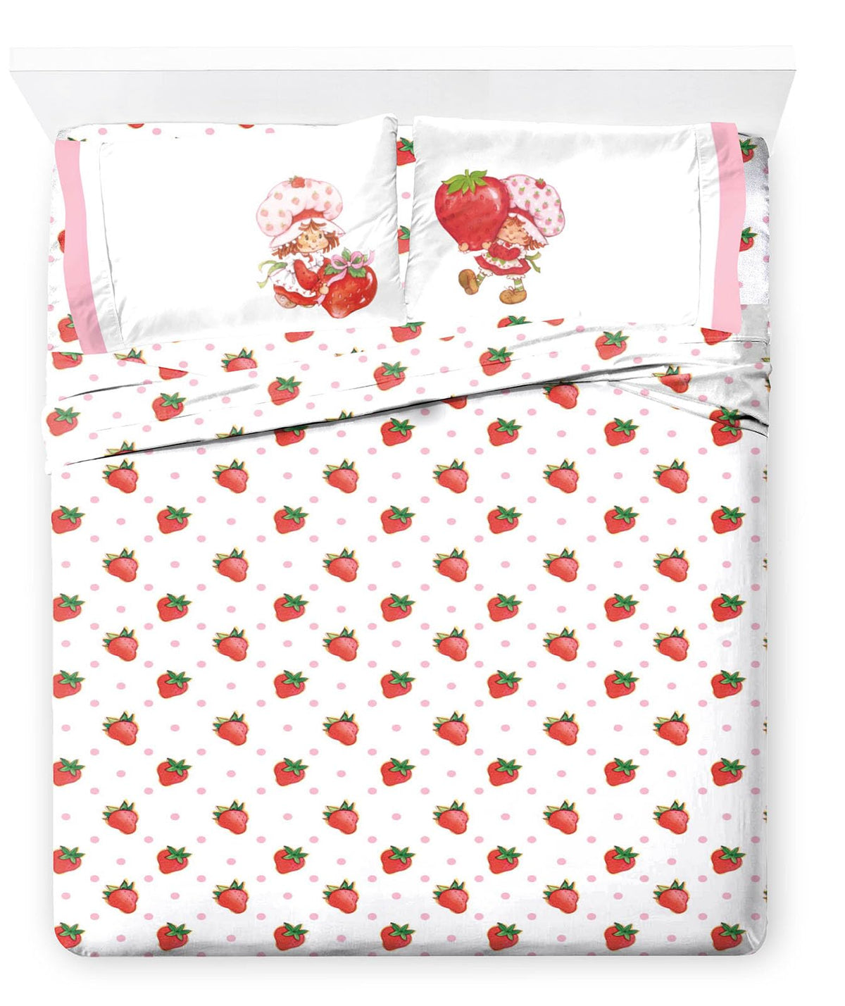 Jay Franco Strawberry Shortcake Full Size Sheet Set - Super Soft Kids 4 Piece Bedding Set - Microfiber Sheets Includes Reversibl