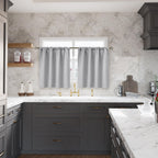 Bgment Small Half Window Curtains 30 Inches Length For Kitchen Over Sink - Rod Pocket Short Drapes For Cafe Bathroom Basement Rv Camper Privacy Decorative, Light Grey, 2 Panels, 29 X 30 Inch