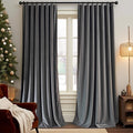 Lazzzy Velvet Grey Blackout Curtains 72 Inches Long Thermal Insulated Drapes For Bedroom Living Room Darkening Window Treatments Rod Pocket 2 Panels