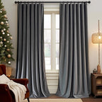 Lazzzy Velvet Grey Blackout Curtains 72 Inches Long Thermal Insulated Drapes For Bedroom Living Room Darkening Window Treatments Rod Pocket 2 Panels