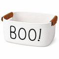Meanplan Halloween Boo Basket with Handles, Funny Halloween Cotton Rope Ghost Spooky Basket Gifts Stuffers Storage for Women Adu