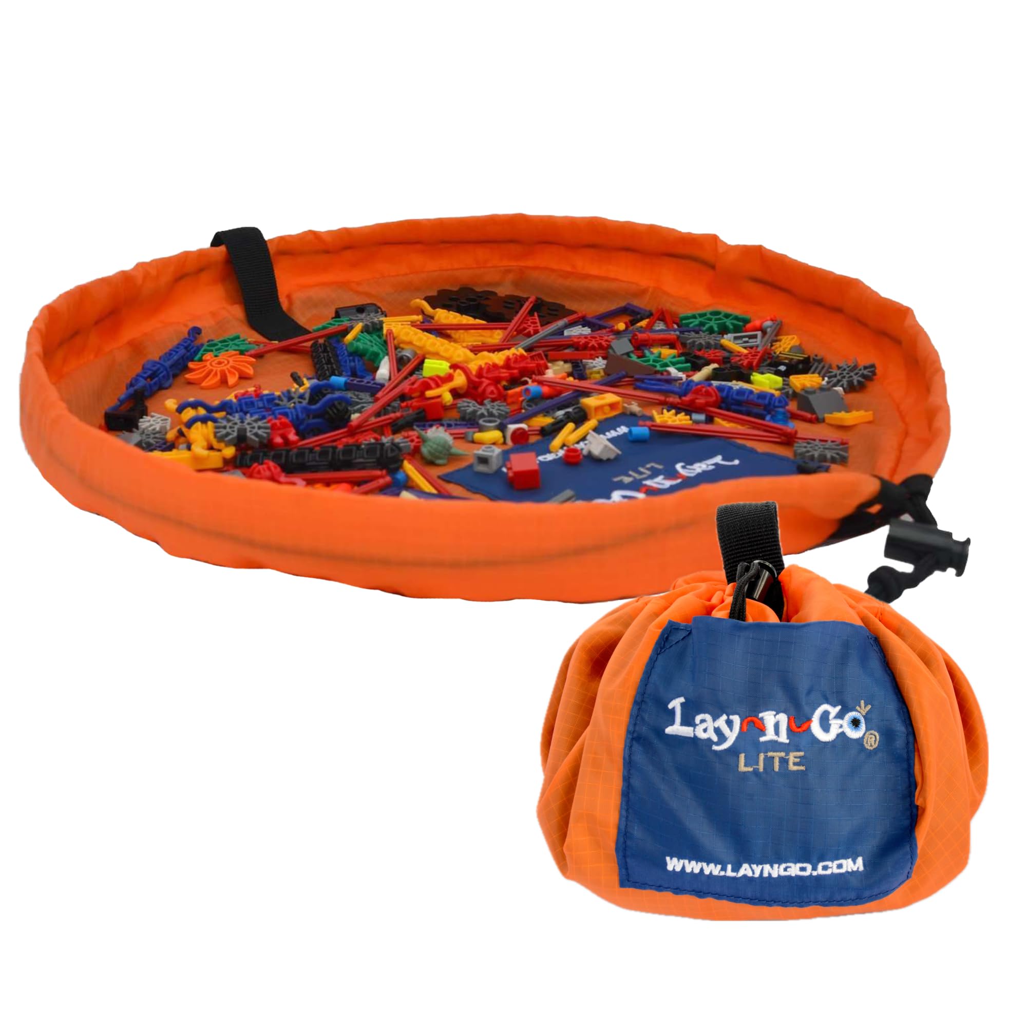 Lay-n-Go 4-in-1 Drawstring Toy Storage Organizer Mat - Durable Machine Washable Drawstring Bag for Lego & Other Toys - Easy-to-C