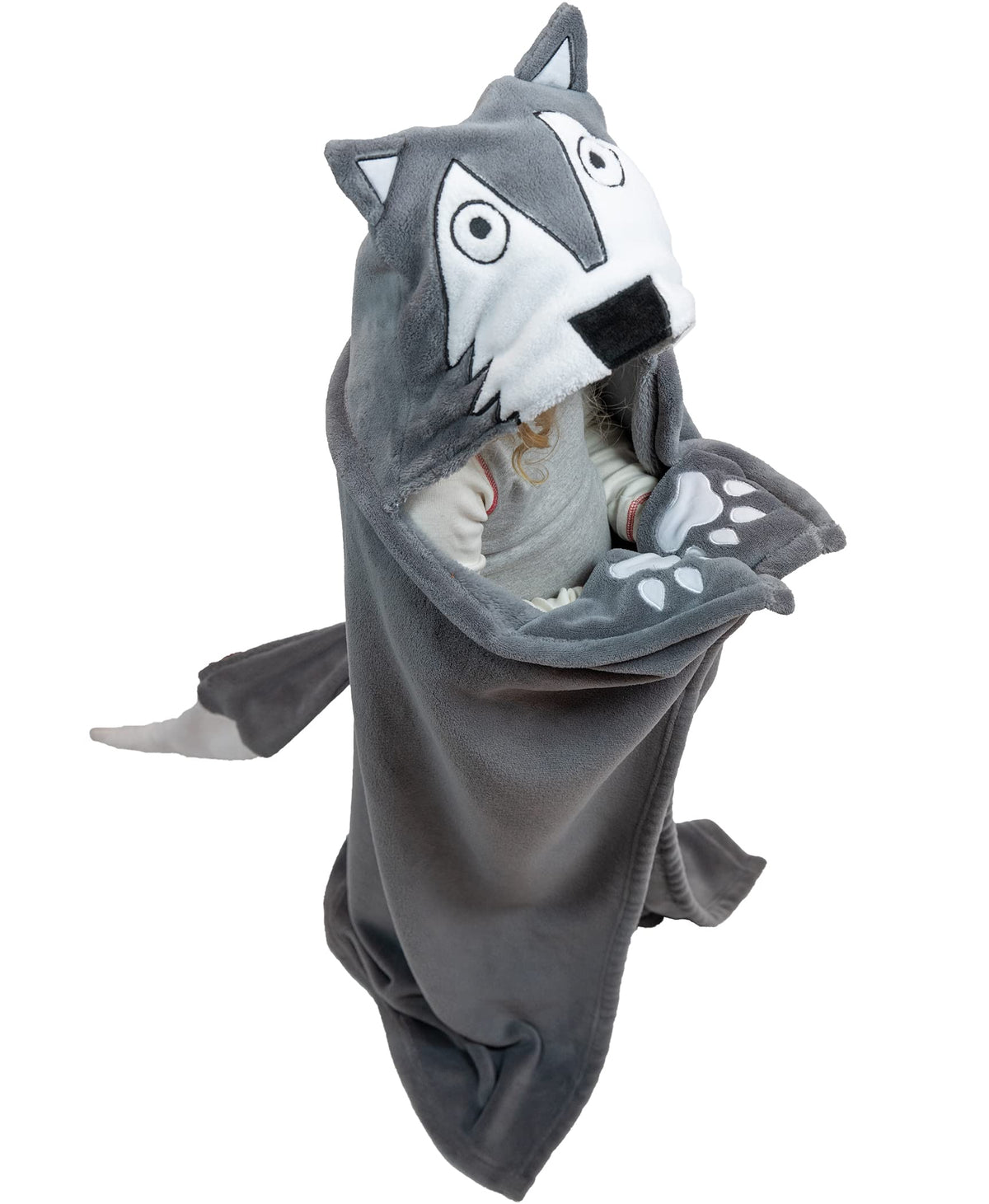 Lazy One Wearable Hooded Blanket For Kids, Animal Hooded Blanket (Wolf Blanket)