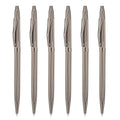 Wikult 6 Pack Jet Black Slim Metal Ballpoint Pen, 1Mm Medium Point Black Ink Smooth Writing, For Business Office Teacher Student