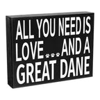 JennyGems Great Dane Gifts, All You Need is Love and a Great Dane Wooden Sign, Wall Hanging and Shelf Decor, Made in USA