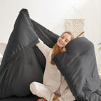 Andency Comforter King Size Bed Set Dark Grey, 3 Pieces Boho Lightweight Winter Bedding Comforters & Sets, All Season Soft Tassel Bed Set (104X90In Comforter & 2 Pillowcases)