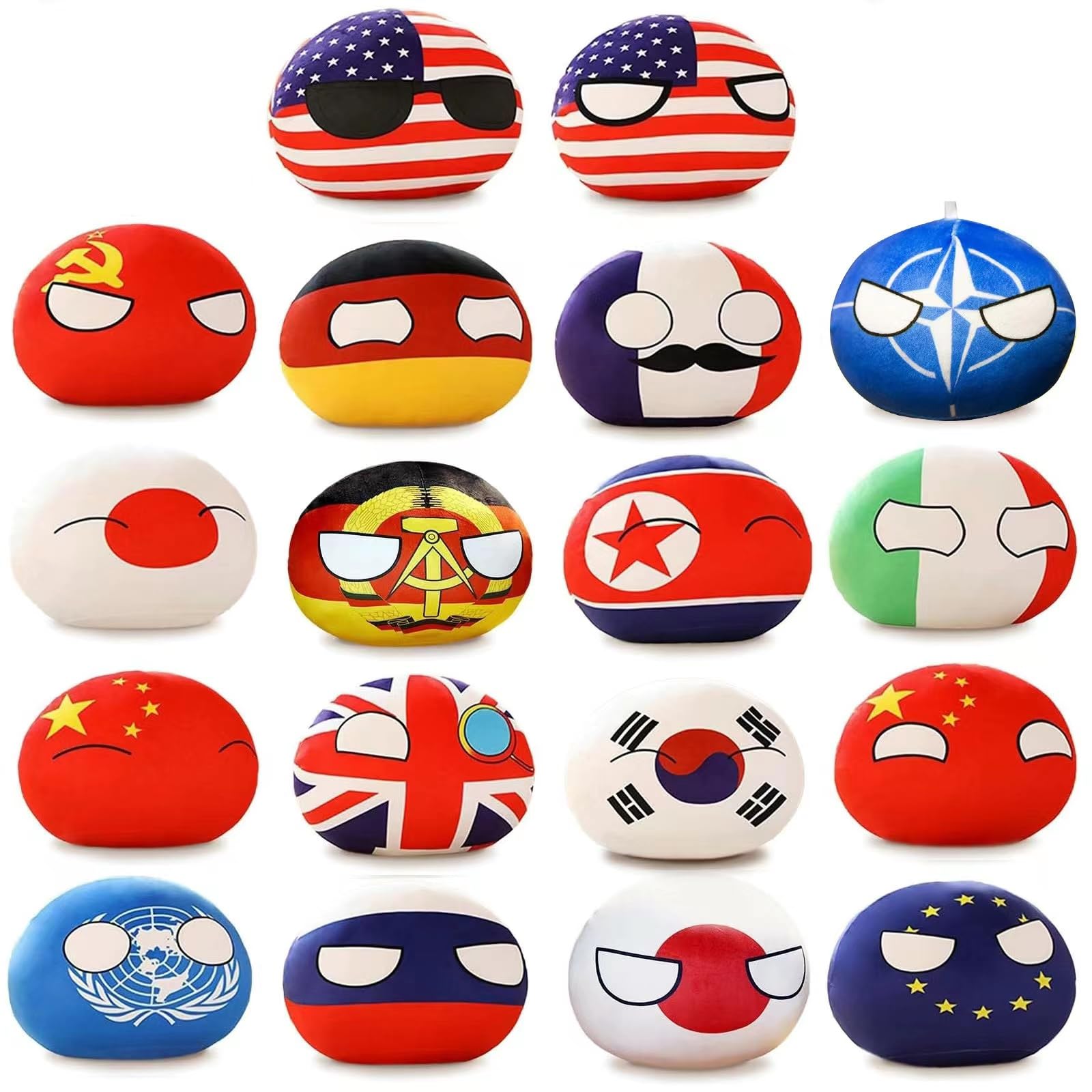18pcs Countryballs Polish Ball Plush Toy Usa France Canada England Germany Japan China Short Plush Country Ball Plush Toy Mini P