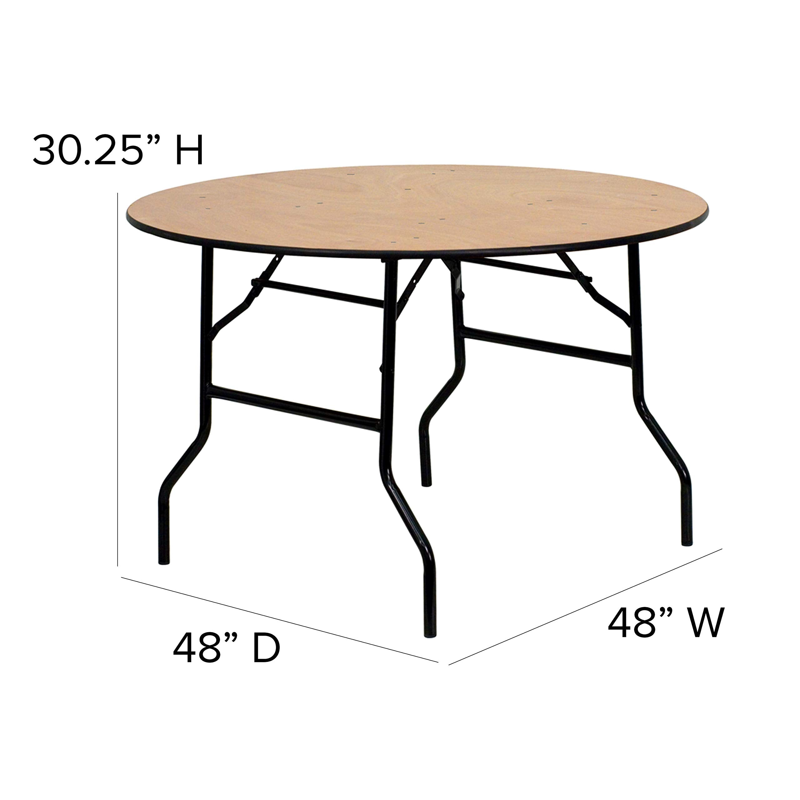 Flash Furniture Furman 4-Foot Round Wood Folding Banquet Table With Clear Coated Finished Top, 48 In Round, Natural