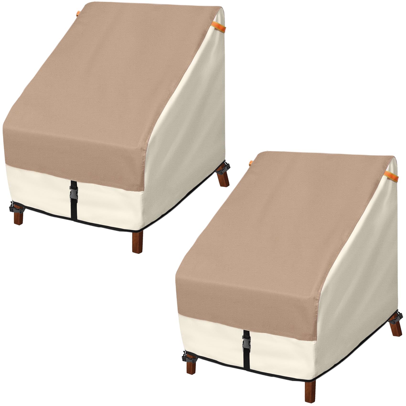 Porch Shield Patio Chair Covers - Waterproof Outdoor Lounge Deep Seat Single Lawn Chair Cover 2 Pack - 30W X 33D X 34H Inch, Lig