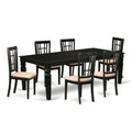East West Furniture LGNI7-BLK-C 7 Piece Kitchen Table Set Consist of a Rectangle Dining Table with Butterfly Leaf and 6 Linen Fabric Dining Room Chairs, 42x84 Inch, Black