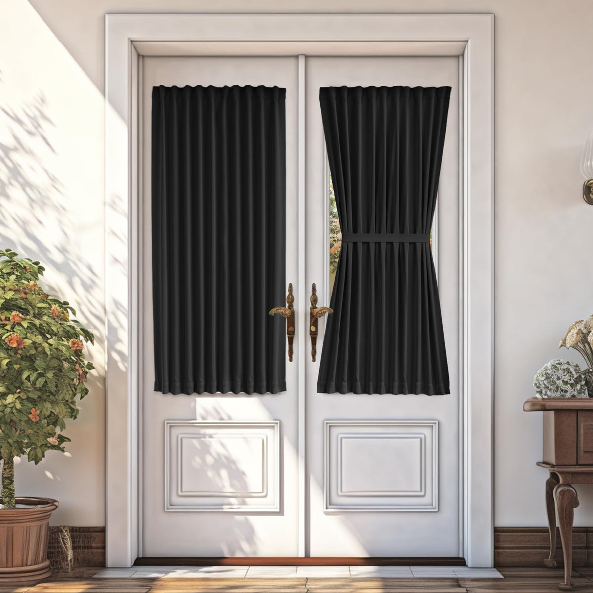 Vatge French Door Curtains - Rod Pocket Blackout Privacy Panel For Living Room/Kitchen Door Window Curtains, 1 Panel, W36 X L54,