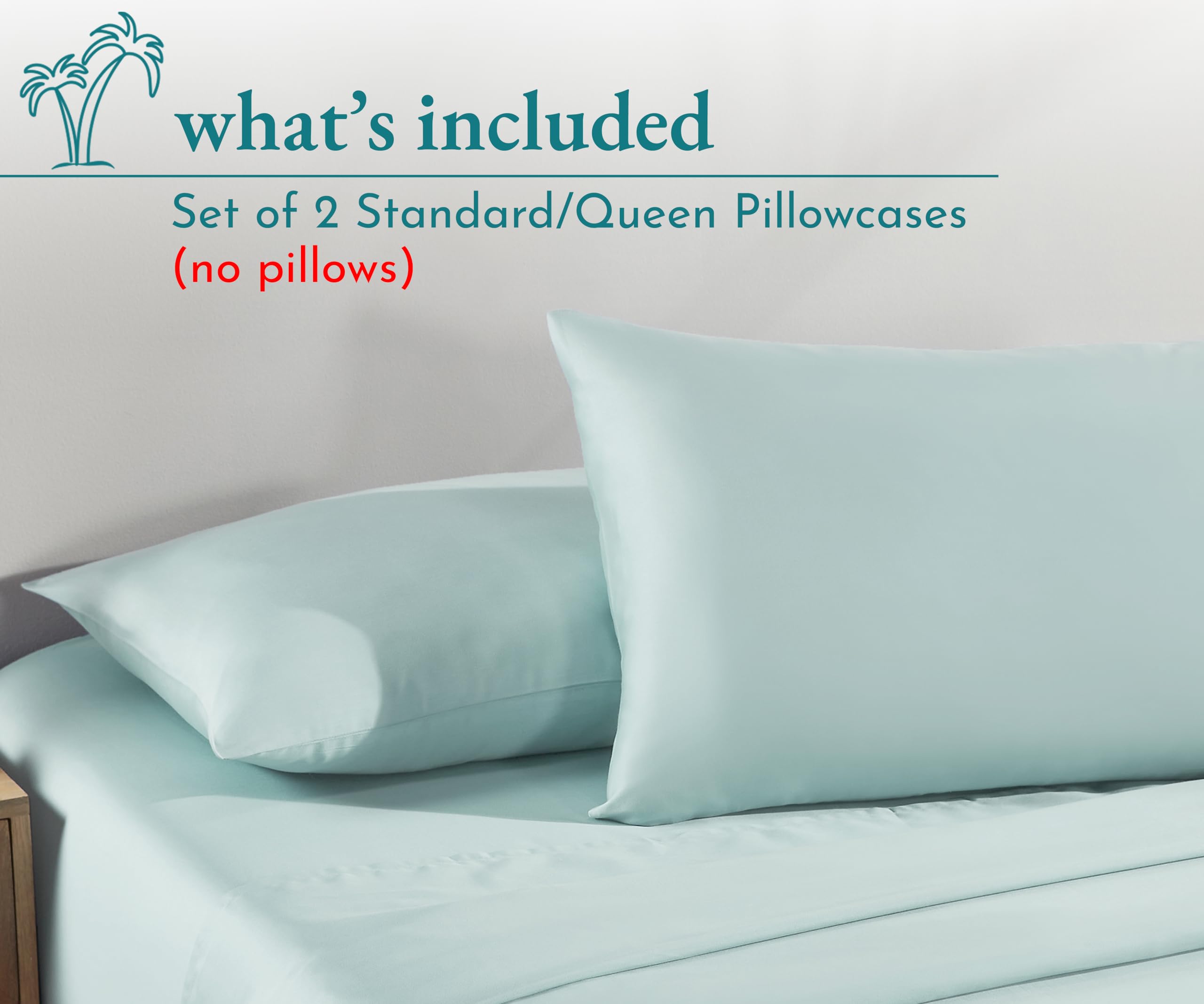 California Design Den 100% Cotton Pillow Cases Standard Size Set Of 2, Soft & Cooling Sateen Weave Pillowcase Set (Standard/Queen, Seafoam)