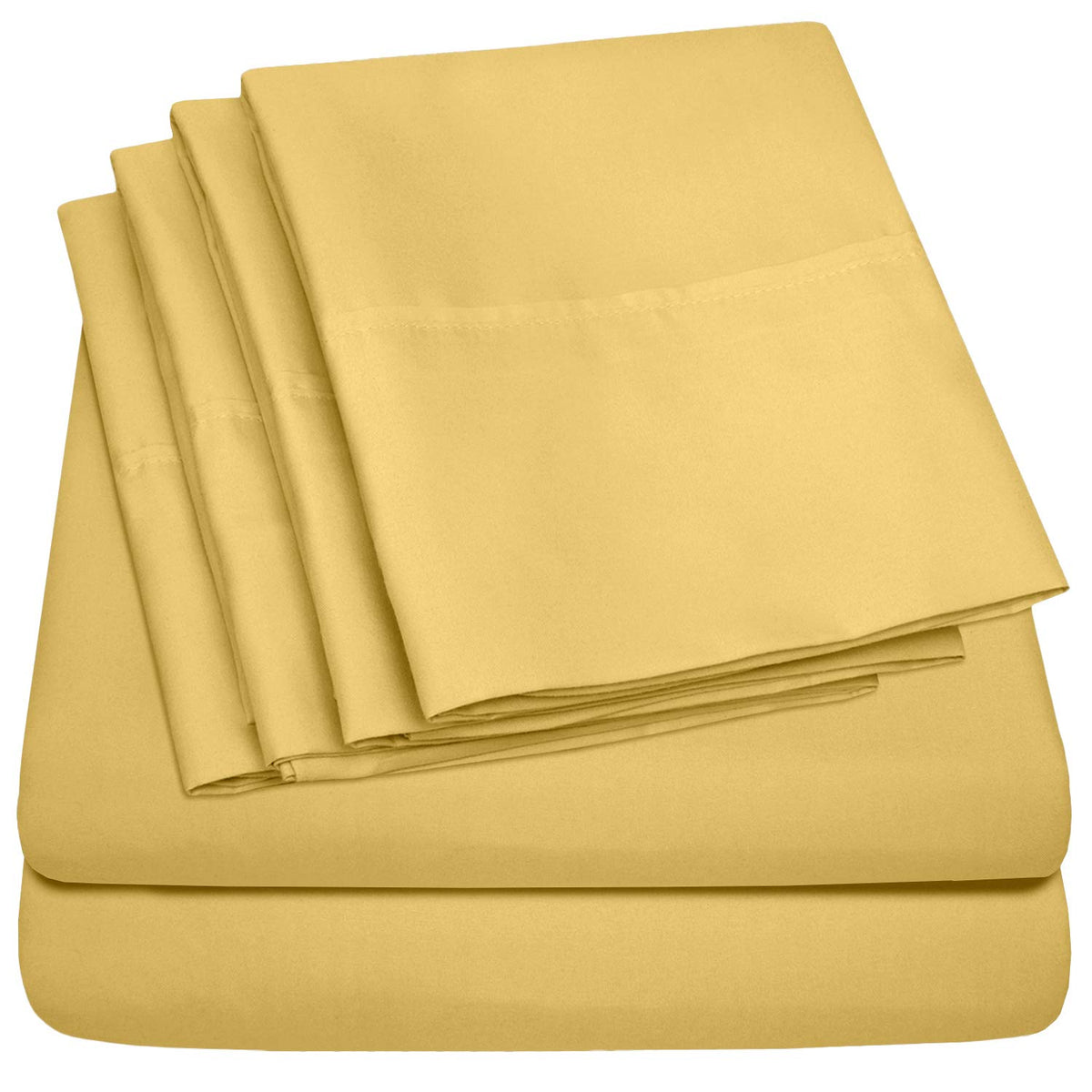 Queen Sheets Yellow - 6 Piece 1500 Supreme Collection Fine Brushed Microfiber Deep Pocket Queen Sheet Set Bedding - 2 Extra Pill