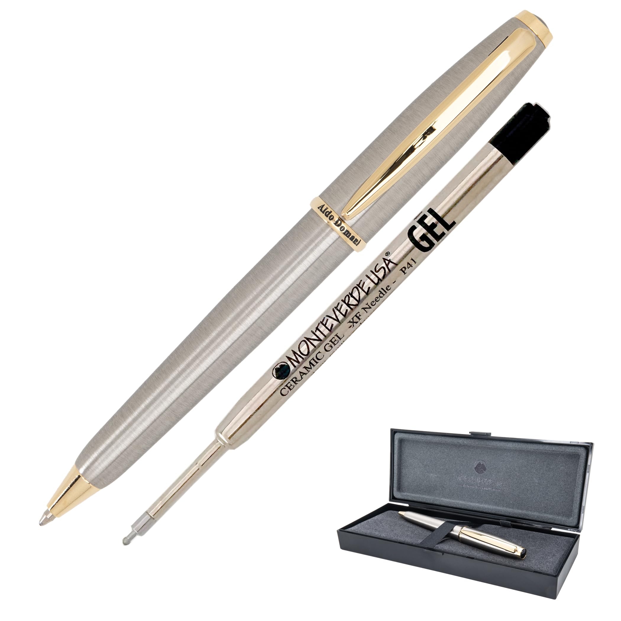 Monteverde Usa Aldo Domani Gel Pen - Brushed | Smooth Gel Ink | Italian-Inspired Luxury Design | Effortless Writing Performance