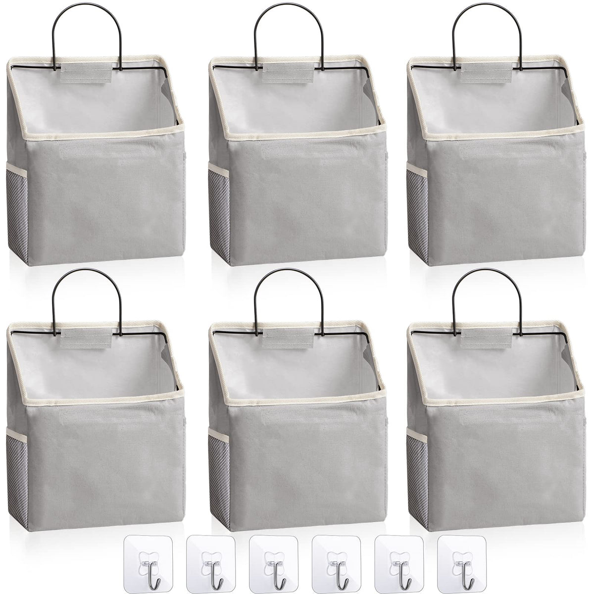 Chumia 6 Pack Wall Hanging Storage Basket Bathroom Closet Hanging Storage Bag over the Door Organizer Basket Bedroom Wall Organi