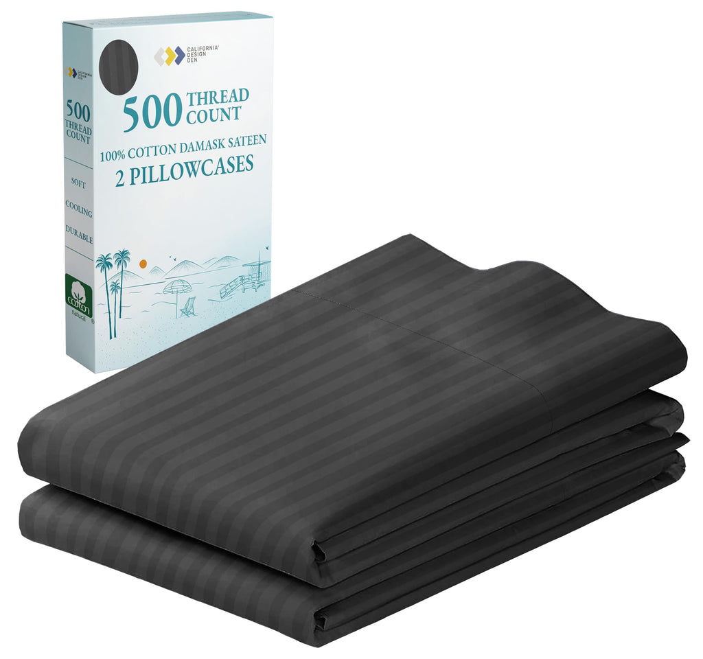 CALIFORNIA DESIGN DEN Soft & Silky 500 Thread Count 100% Cotton is Cool & Smooth, Standard Pillow Cases Set of 2 Fits Standard &