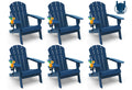 Greenvines Folding-Adirondack-Chairs-Set-Of-6 | Hdpe Plastic | Fire Pit Chair | All Weather | Cup Holder | Blue | For Deck Backyard Patio Outdoor Garden