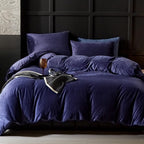 Warmdern Violet Velvet Duvet Cover Queen Size Flannel Duvet Cover Bedding Sets, 3Pcs Ultra Soft Luxury Textured Modern Crystal V