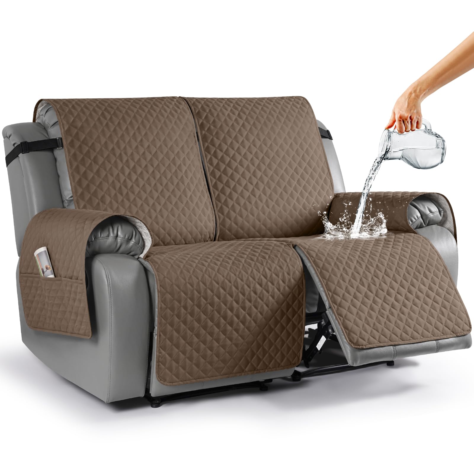 Taococo Waterproof Recliner Loveseat Cover Non-Slip Sofa Slipcover, Pet Couch Cover For Loveseat Recliner With Straps, Washable