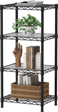 SINGAYE 4 Small Shelves Storage Shelf Wire Shelving Unit Metal Shelf Adjustable Organizers Storage Shelving with Wheels for Bath