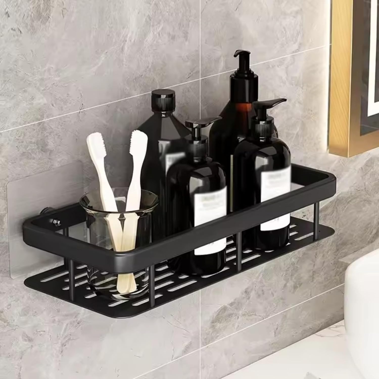 Brigst Multipurpose Bathroom Organiser Shelf Rack Wall Mounted For Space Saving Bathroom Organizer Accessories Punch Free/NoDri