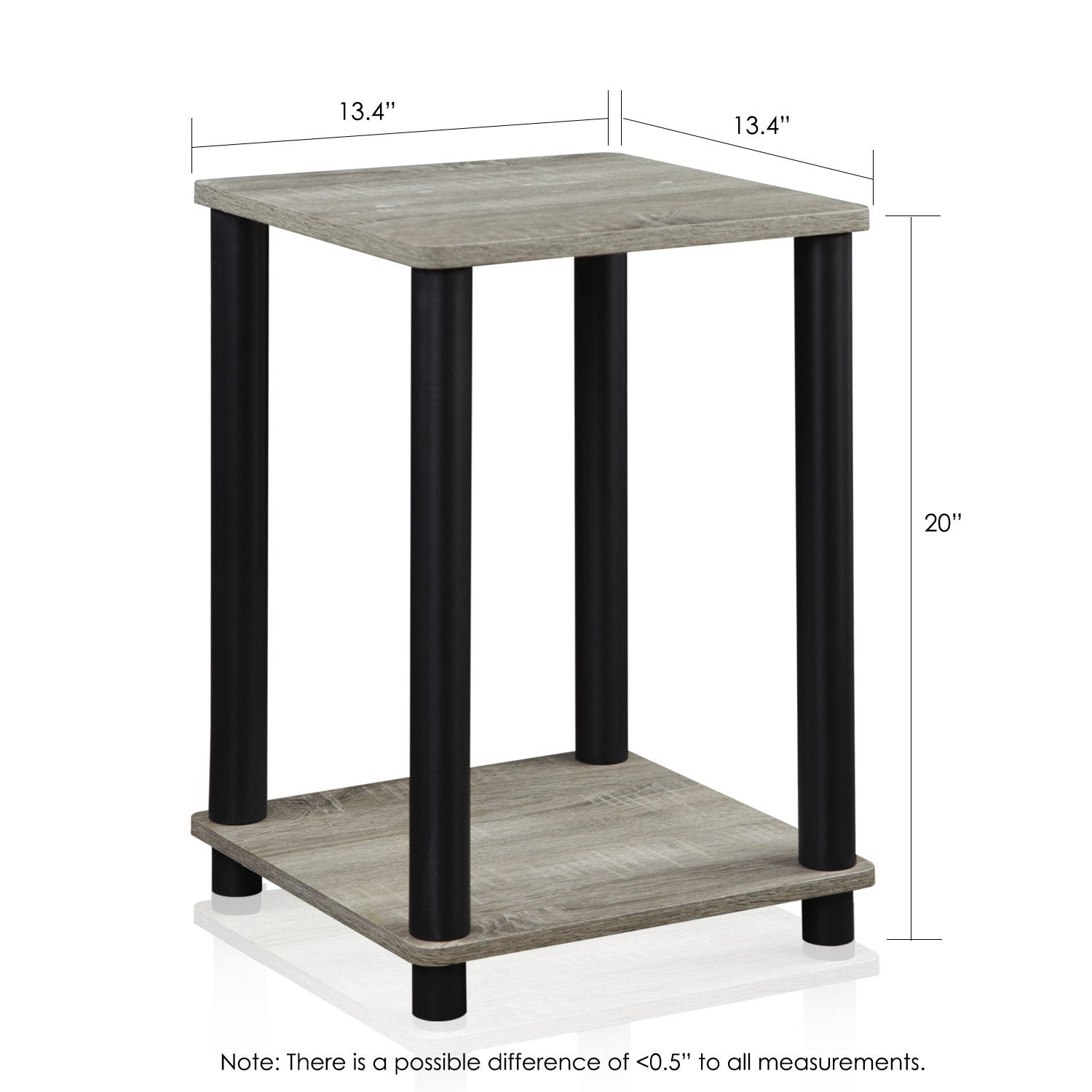 Furinno Turn-N-Tube Haydn End Table, 1-Pack, French Oak Grey/Black