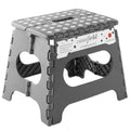 Casafield 11 Folding Step Stool with Handle, Gray - Portable Collapsible Small Plastic Foot Stool for Kids and Adults - Use in T