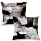 Supwhd Black And White Pillow Covers, Abstract White Black And Gold Pillow Covers 24X24 Set Of 2, Modern Black And White Pillow