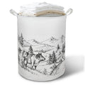 TAZSWDMM Vintage Farmhouse Cow Laundry Basket Hamper,Rustic Country Cow Meadow Mountain Landscape Foldable Clothes Toys Books St