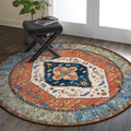 Lahome Boho Round Rug 4ft Non-Slip Small Rug Washable Round Bathroom Rug Throw Bedroom Rugs Round Area Rug Oriental Distressed R