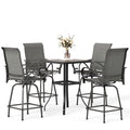 Mfstudio 5 Piece Outdoor High Top Bar Set, Bar Height Table And Chairs For Patio, Waterproof Bar Height Bistro Set For 4,Grey