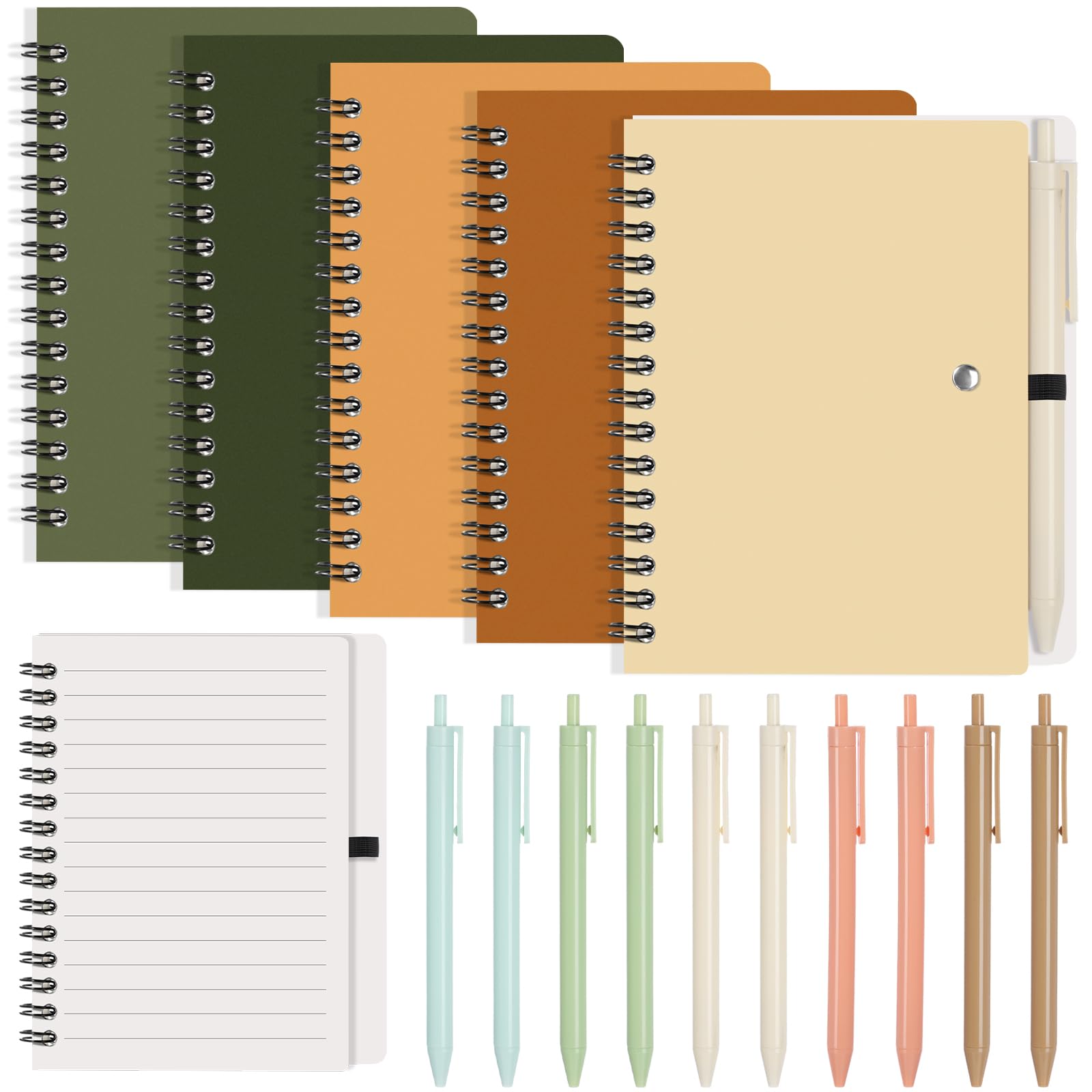 Resurhang 15 Sets Small Notebook Journal with Pen Bulk 4.5 * 5.5 Inch Pocket Size Spiral Lined Notepad for Women Men 100 Pages N