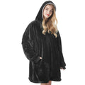 Felicigeely Blanket Hoodie, Oversized Wearable Blanket Sweatshirt For Adults Women Men Warm Cozy Thick Black Hooded Blanket With