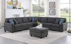 Lilola Home Leo Dark Gray Woven 8Pc Modular L-Shape Sectional Sofa and Ottoman