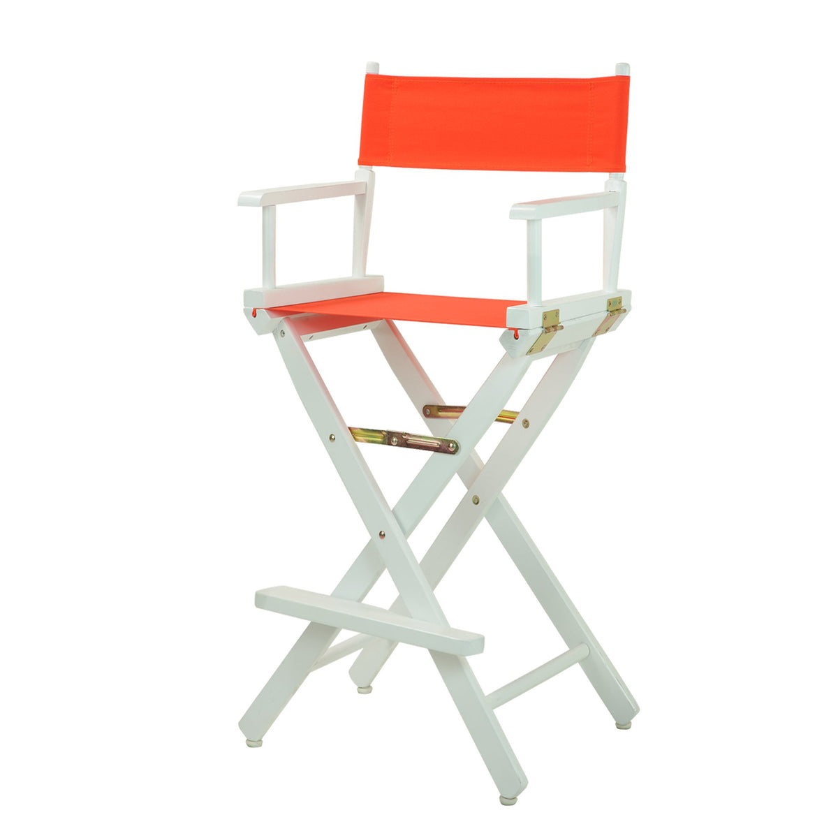 Casual Home Director'S Chair ,White Frame/Orange Canvas,30&quot; - Bar Height