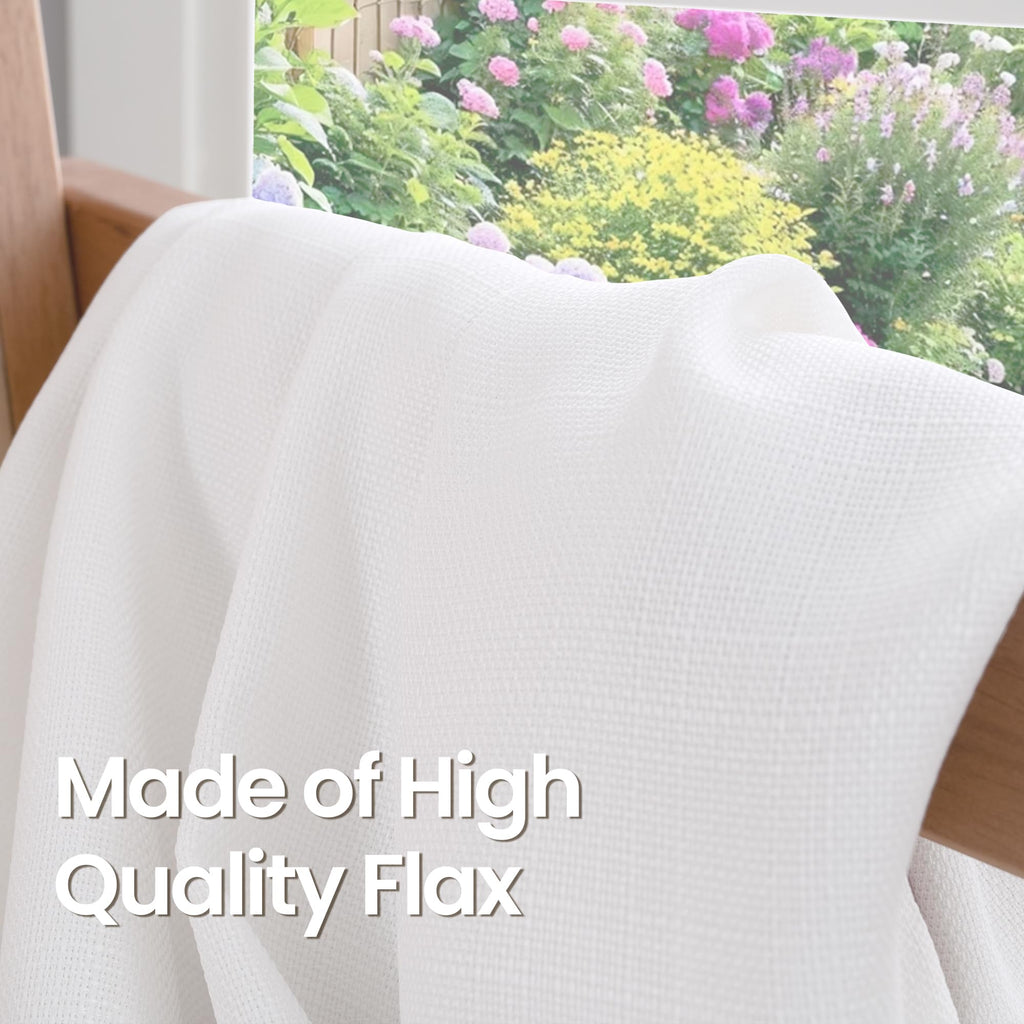 Bgment Pure White Curtains 63 Inch Length 2 Panels Set For Bedroom, Grommet Thick Linen Look Burlap Textured Light Filtering Privacy Window Drapes For Farmhouse Living Room, 42 X 63 Inch