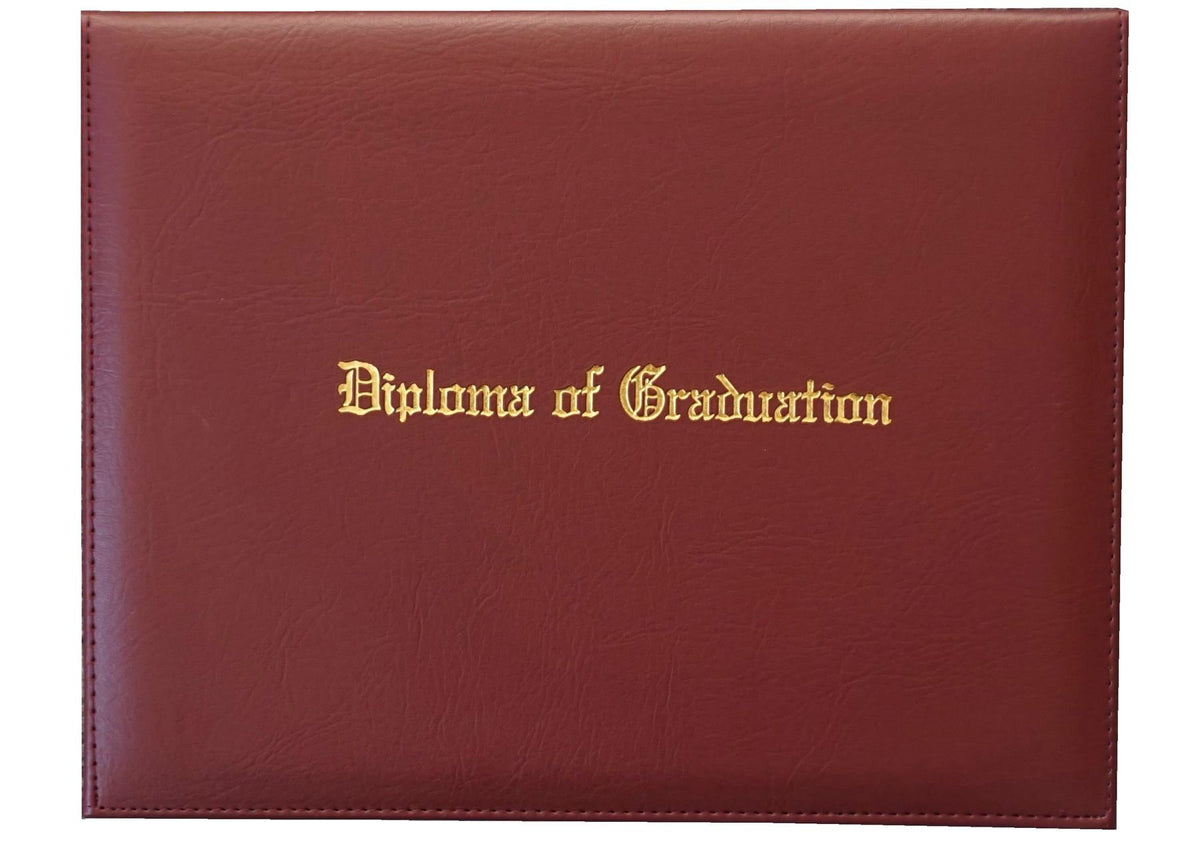 Certificate Cover Imprinted 'Diploma Of Graduation' Faux-Leather Diploma Holder 8.5' X 11' Grad Days(Maroon)
