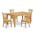 East West Furniture CAVA5-OAK-W 5 Piece Dining Room Table Set Includes a Rectangle Kitchen Table and 4 Dining Chairs, 36x60 Inch, Oak