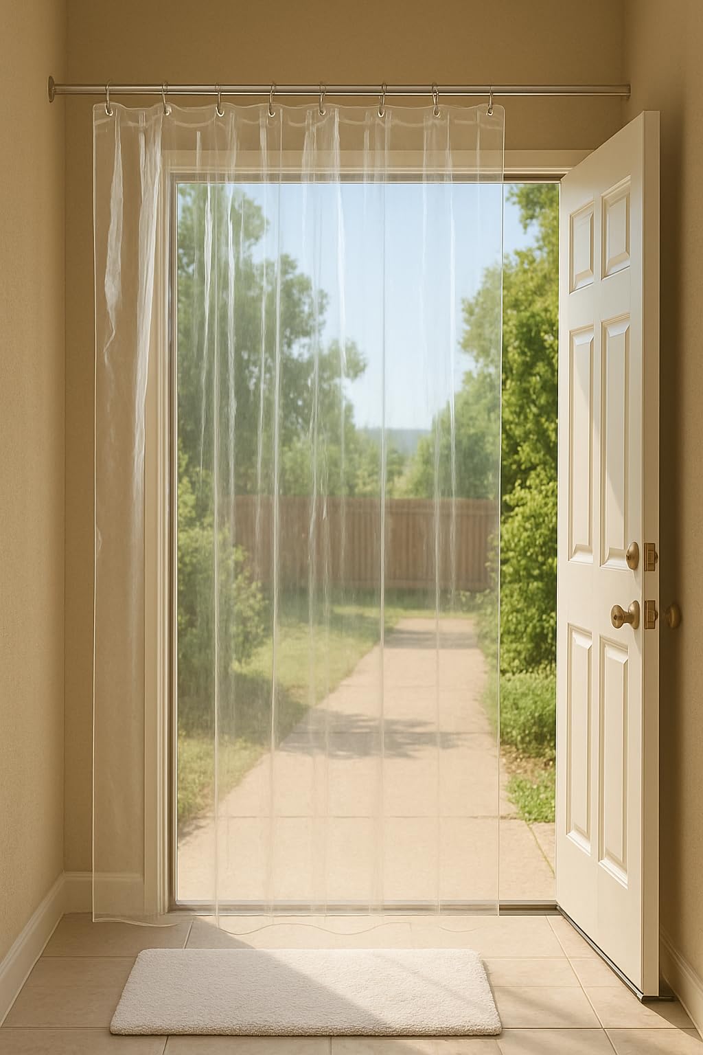 STITCHNEST PVC Transparent AC Curtain | Waterproof Door Curtain | Quick Water Release | Dust & Insect Protection | Energy Saving