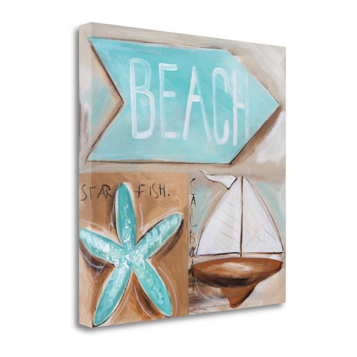 25' Starfish Sailboat and Beach Sign Giclee Wrap Canvas Wall Art