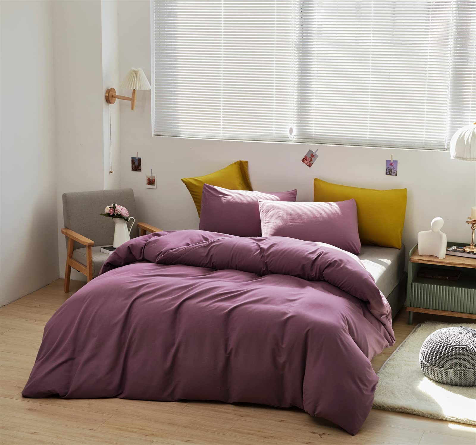 Clothknow Purple Comforter Set King 3Pcs Dusty Purple Bedding Comforter Sets Pale Mauve Comforter King Size Soft Purple King Com