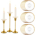 Glasseam Candle Drip Protectors for Candle Stick Candle Holder, Gold Rim Glass Bobeches for Candlesticks Set of 12, Round Wax Ca