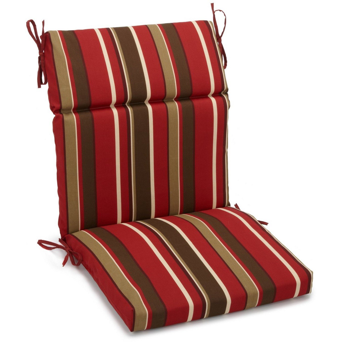 Blazing Needles Spun Polyester Patterned Outdoor Squared Seat/Back Chair Cushion, 18 x 38, Montserrat Sangria