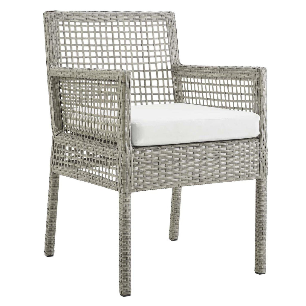 Modway Aura 7 Piece Outdoor Patio Wicker Rattan Set In Gray White