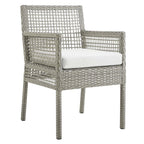 Modway Aura 7 Piece Outdoor Patio Wicker Rattan Set In Gray White