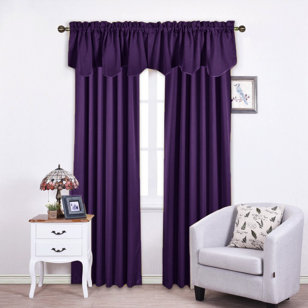 Nicetown Kitchen Blackout Window Valance - 52 Inches By 18 Inches Scalloped Rod Pocket Thermal Insulated Living Room Window Hall